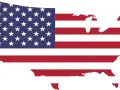 Mapa Stanów Zjednoczonych z flagą USA.