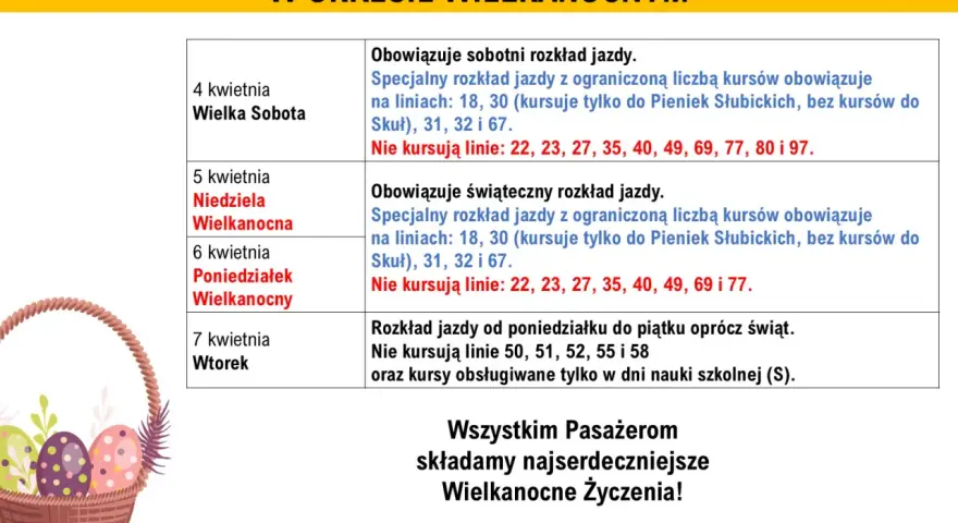 Rozkład jazdy PKS Grodzisk Mazowiecki na okres Wielkanocy. Specjalne kursy i wyłączenia linii.