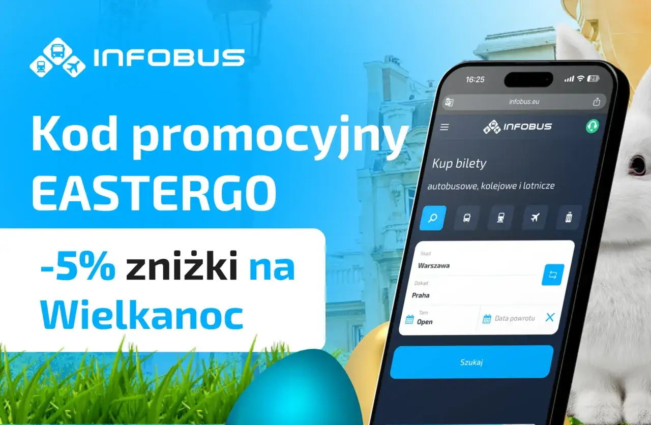 Infobus: kod promocyjny EASTERGO na Wielkanoc, -5% zniżki na bilety. Sprawdź rozkład jazdy i podróżuj taniej!